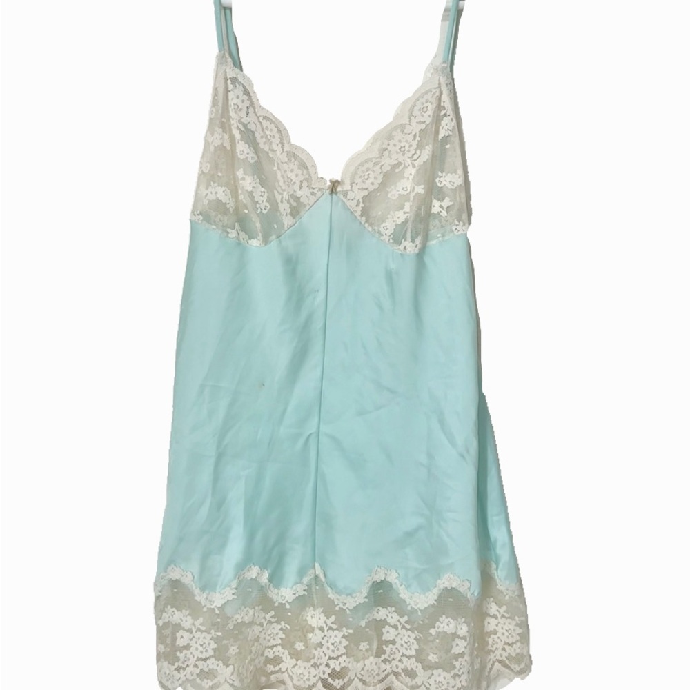 Vintage blue silk lace Papillon by Paula Carbone romper lingerie